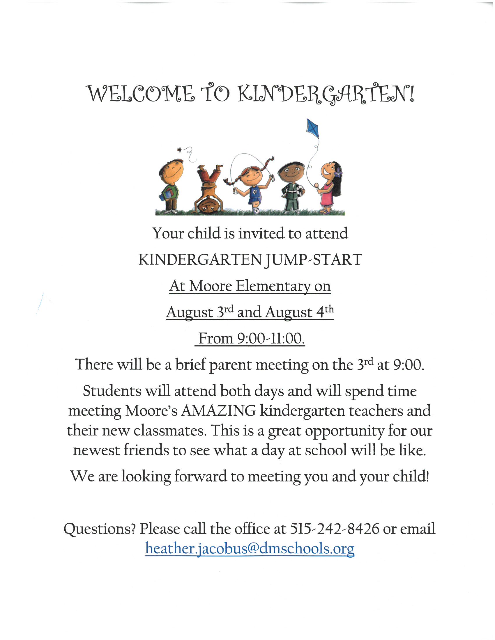 Kindergarten Jump Start Moore Elementary School